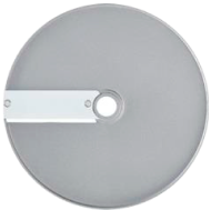 Round slicing blade with central mount for food processor.