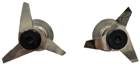 Two tri-blade attachments with central black hubs.