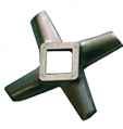 Four-blade meat grinder knife with square center hole.