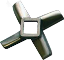Four-blade meat grinder knife with square center hole.
