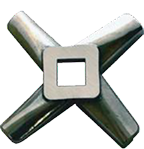 Four-blade meat grinder knife with square center hole.
