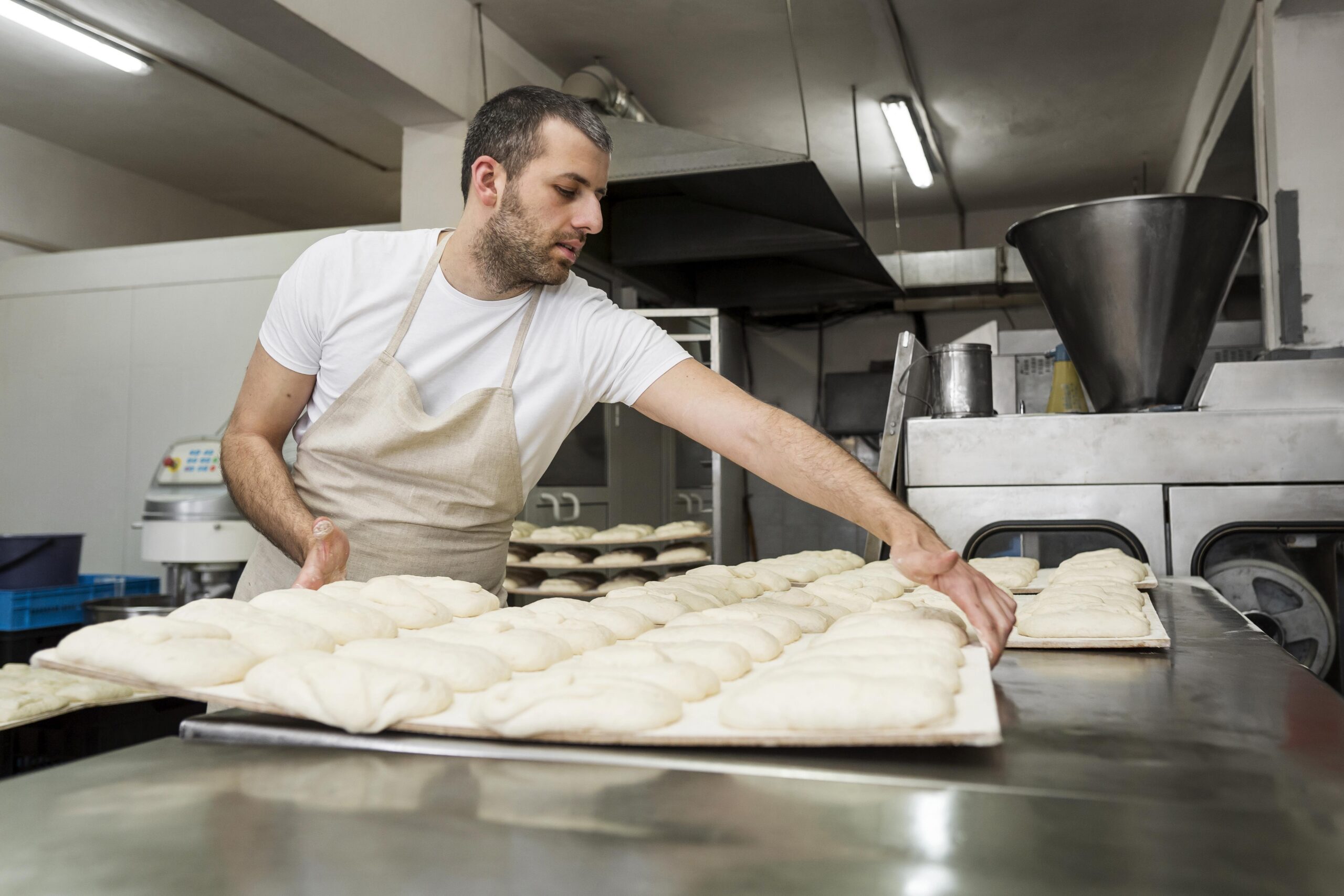 Baker working in an artisanal bakery