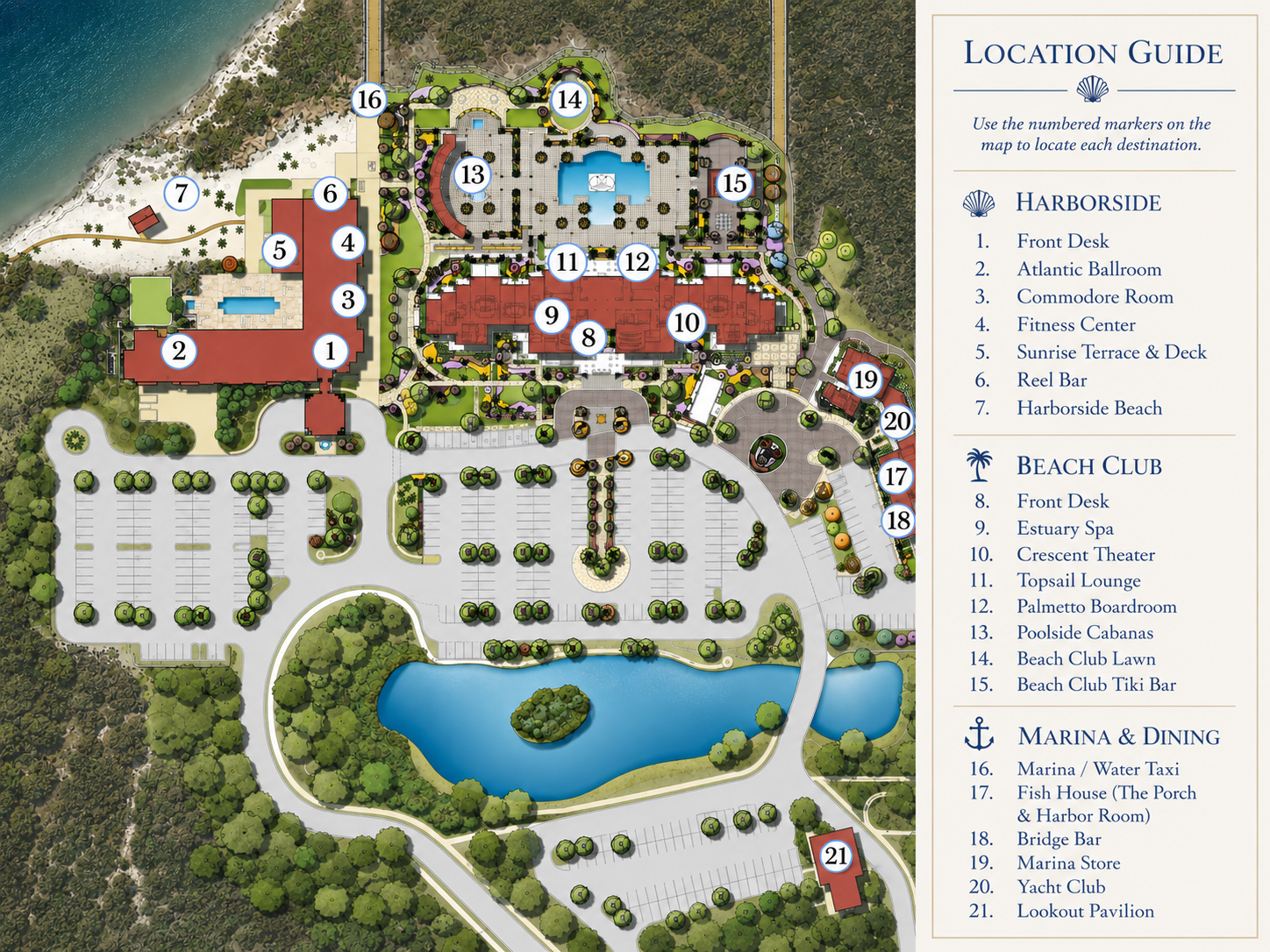 Charleston Harbor Resort & Marina location guide map